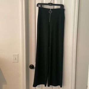 Green wide legged, high rise pants
